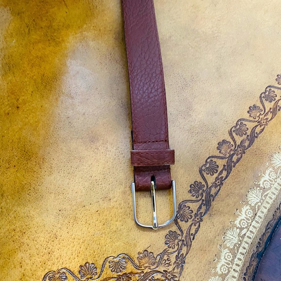 Grosvenor Pebbled Leather Brown Simple Classic Belt Made in England Belt Size 34 - Picture 4 of 4